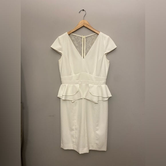 Antonio Melani white peplum pencil skirt dress size 6 - Picture 1 of 8